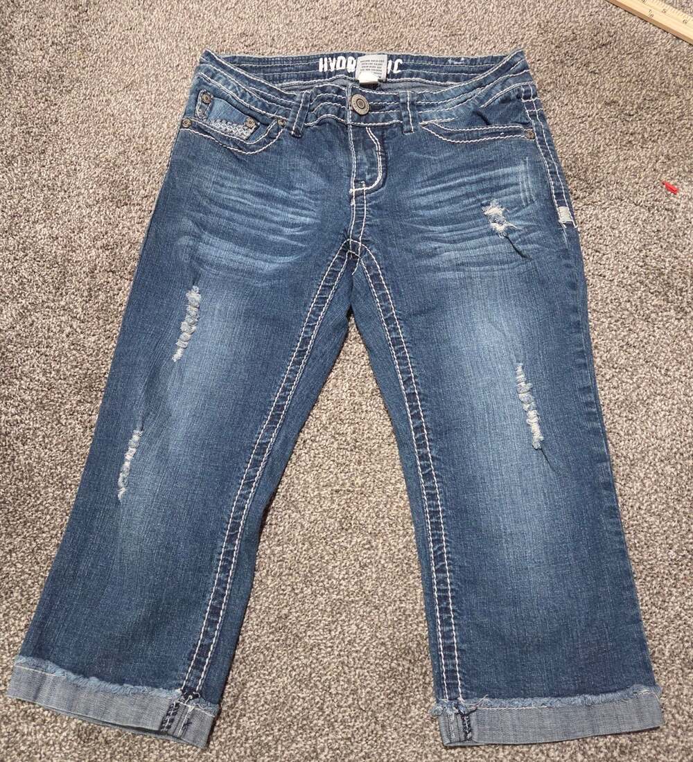 Hydraulic Women's Distressed Denim Capri Jeans Size 7/8